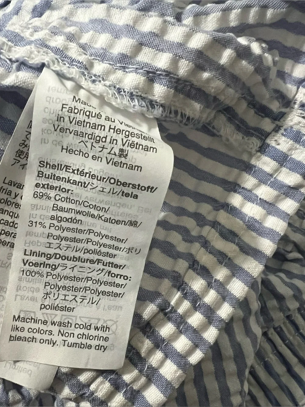 J. Crew Blue and White Seersucker Drawstring Swim Shorts Size XL